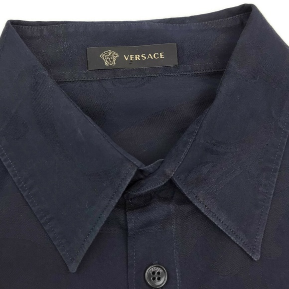 VERSACE Button Down Shirt Blue Paisley 40 Size M - Picture 7 of 8